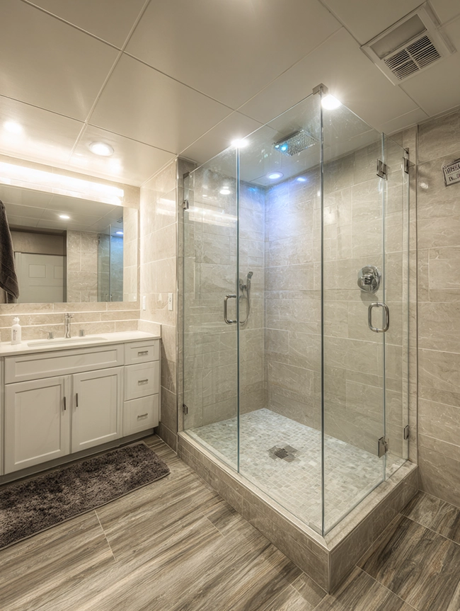 Rénovation de salle de bain design avec meuble lavabo contemporain